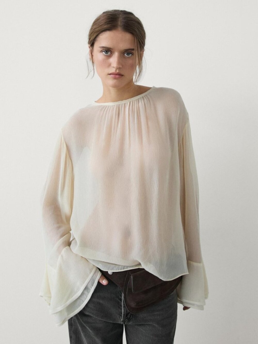 Massimo Dutti Flowing Shirt With Ruffles